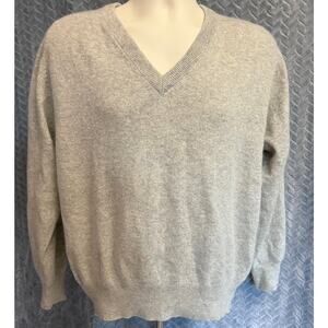 Men's Pure Cashmere V Neck Pullover by William Kasper Grey Lg